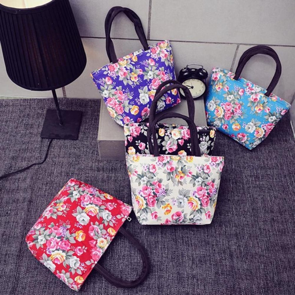 Jacksome Flowers Pattern Women Shoulder Bags Tote Bag Handbags Ladies Satchel Tote Bags Custom Zipper Canvas Bags 