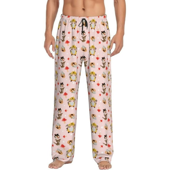 Vsdgher Halloween Gnomes Print Mens Pajama Pants Sleep & Lounge Pants, PJ Bottoms With elastic waistb and Pockets
