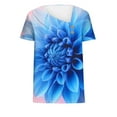thumbnail image 4 of GA WEIHUA Womens Floral Print T Shirts Casual V Neck Shirts Loose Short Sleeve Tops 2025 Summer Fashion Blouses(Blue,M)Clearance Sales, 4 of 5