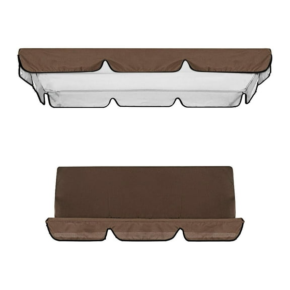 Colaxi Garden Swing Chair Canopy Cover Kit Sunproof Accessories Easily Install for Lawn Yard Top Cover and Cushion Cover Replacement Brown