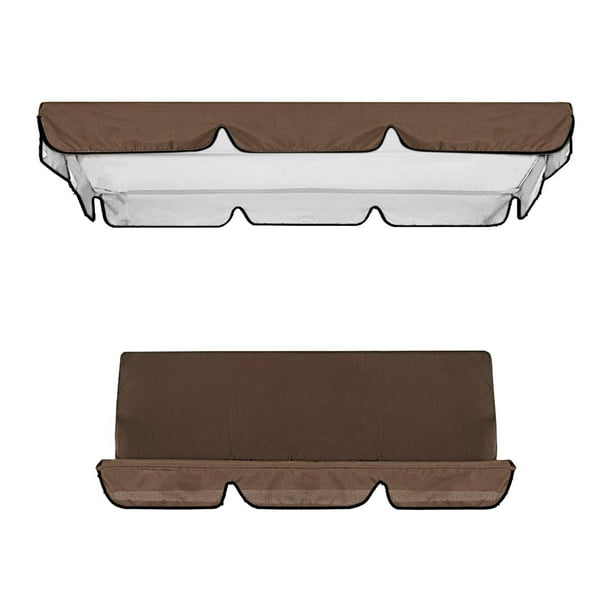 Kit de cubierta para toldo de silla columpio de jardín, cubierta superior y funda de cojín resistente al desgarro Marrón