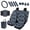 Blue Damask Rose Skull, variant on Aztec Wood Car Seat Cover Sets for Women Retro Auto Steering Wheel Cover Seatbelt Pads+Cup Coasters+Trash Can Universal Fit Car Interior Set