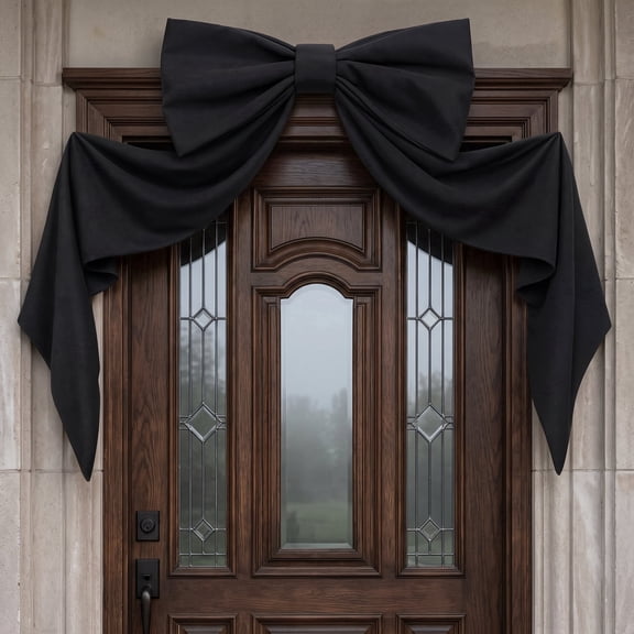 Giant Black Bow Halloween Decor, 48 Inch Halloween Wall Decoration for Front Door, Indoor Halloween Party Hanging Bow