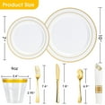 thumbnail image 2 of Gold Plastic Dinnerware Set for 25 Guests, Gold Plastic Plates, Disposable Plate for Thanksgiving, Include: 25 Dinner & Dessert Plates, 25 Pre Rolled Napkins with Silverware and 25 Cups, 2 of 8