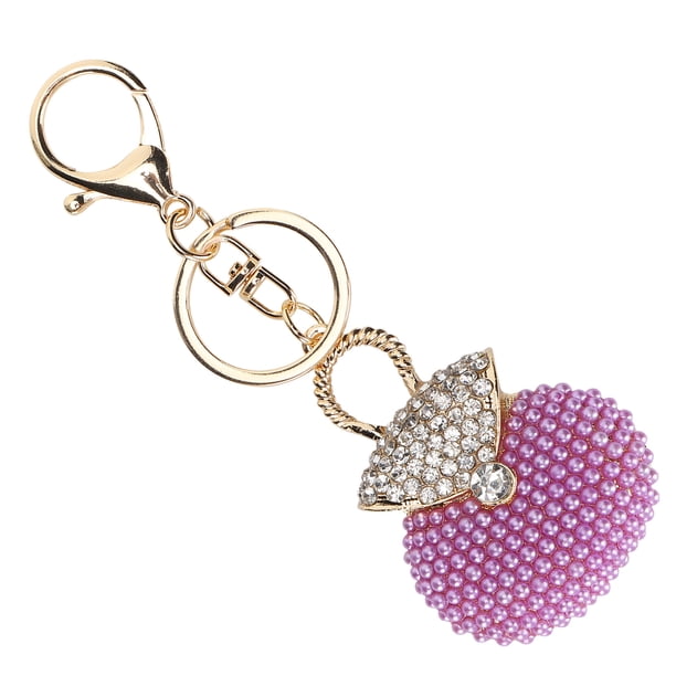 Colgante De Metal, Pequeño Regalo Púrpura Colgante Decoración Bolso Femenino Accesorios Diamante Perla Bolso Llavero Para Billeteras Para Bolsos Para Llaves De Auto ANGGREK Handbag Keychain