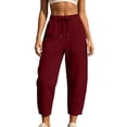 thumbnail image 3 of Women's Sweatpants Lounge with Elastic Waist Ladies' Wide Leg Curved Knife Casual Loose 9-inch Elastic Waist Drawstring Pocket Long Sweatpants Comfy Sweatpants for Women Gifts for Her, 3 of 8