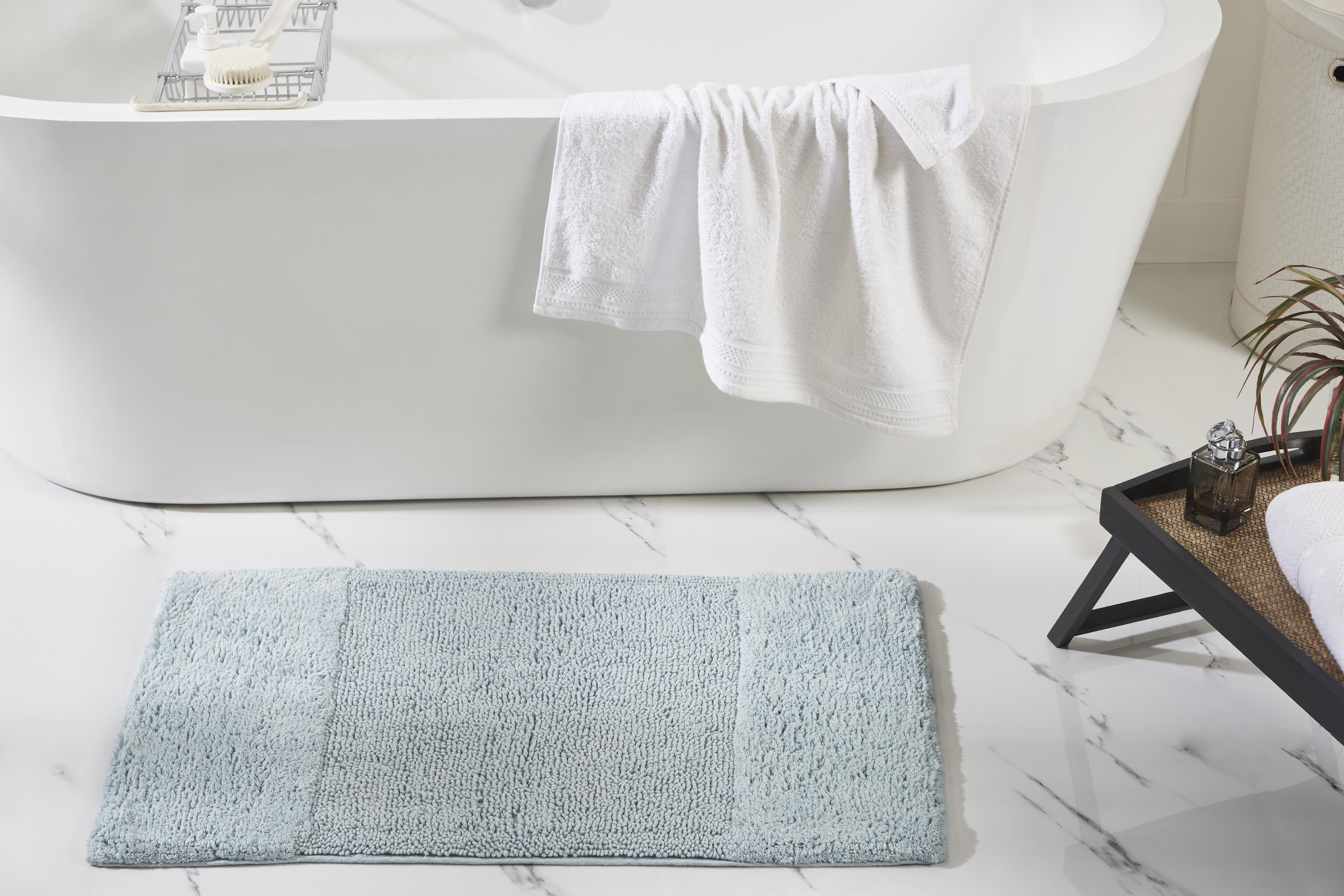 Better Trends 3 Piece Bathroom Rug Set, 100% Cotton, Extra Soft Tufted Bath Mat, Water Absorbent & Non Slip Bath Rug, (Blue) Granada Collection