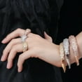 thumbnail image 3 of Luxury Cubic Zirconia Rose Gold Plated Women Bangle Bracelet Ring Set, 3 of 9