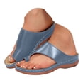 thumbnail image 3 of Orthopedic Sandals for Women Trendy Cutout Toe Ring Flip Flops with Arch Support Casual Low Wedge Slides Blue Size 7.5, 3 of 6