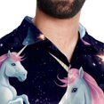 thumbnail image 5 of Starry Unicorn Men's Short Sleeve Button Down Hawaiian Shirts for Summer Beach Casual Printed Style, 5 of 6