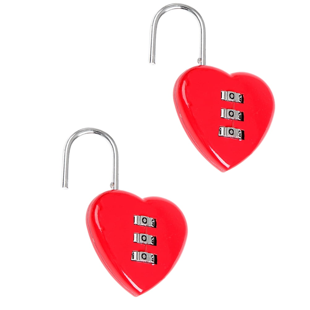 OUNONA 2-Pack Heart-Shaped Combination Padlocks for Jewelry Boxes Travel Daily Use Secure Small Lock Set for Personal Items
