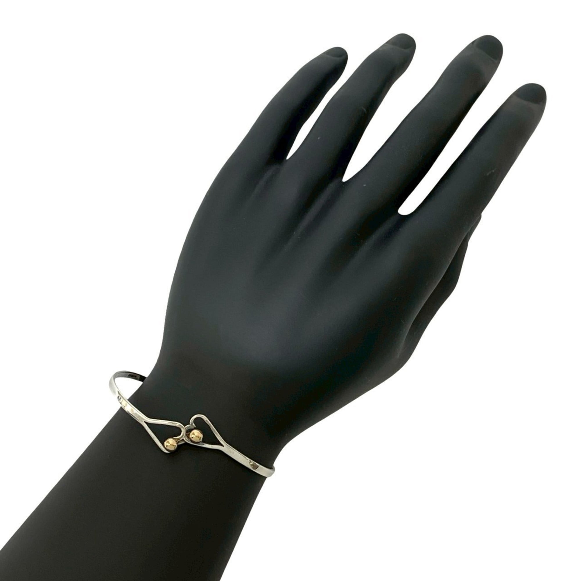 Pre-Owned TIFFANY & Co. Tiffany Hook Eye Double Heart Bangle in 18K Gold and 925... (Good)
