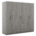 thumbnail image 4 of Noble House 6-Doors Wooden Wardrobe Large Space Storage for Bedroom,Big Drawers, Gray, 4 of 9
