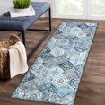 thumbnail image 2 of Hasoo 2' x 6' Runner Rug for Hallways Floral Washable Non Slip Kitchen Mat Indoor Blue Carpet, 2 of 5