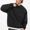 thumbnail image 4 of RYDCOT Men's Oversized Fleece Sweatshirt Long Sleeve Crewneck Casual Pullover Tops Solid Color Loose Fitting Sweatshirts Big & Tall 4XL Black, 4 of 9