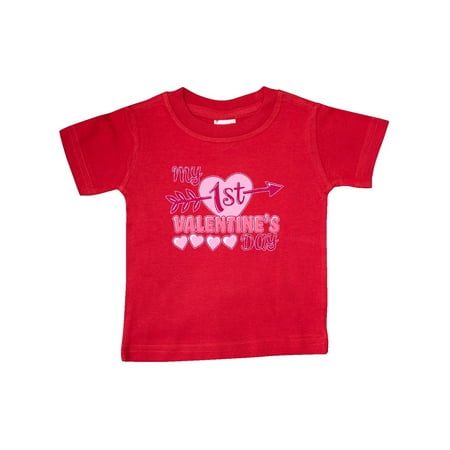 

Inktastic My First Valentine s Day with Pink Heart and Arrow Gift Baby Boy or Baby Girl T-Shirt