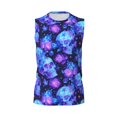 thumbnail image 4 of Yiaed Skull flower star sky Print Men's Singlet Vests Summer Running Muscle Tank Tops Gym Undershirt Round Neck Sleeveless for man, 4 of 5