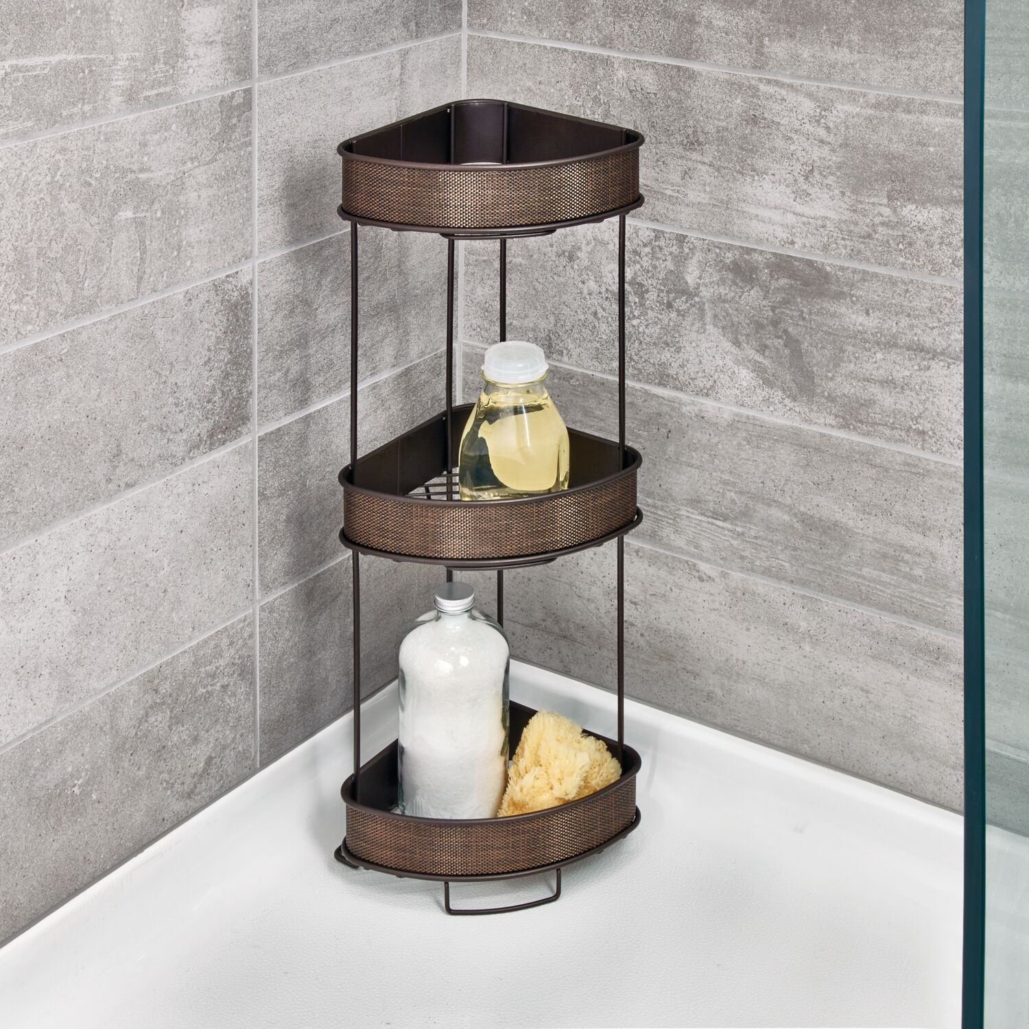 3 Tier Bathroom Corner Shower Shelf Rack Organiser Bath Accessory Sets Display 