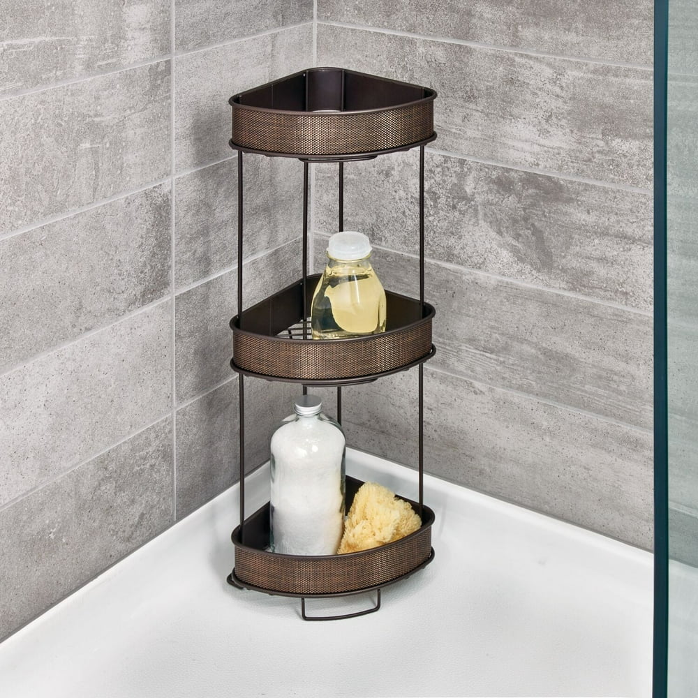 iDesign 3Tier Corner Standing Shower Caddy, Bronze