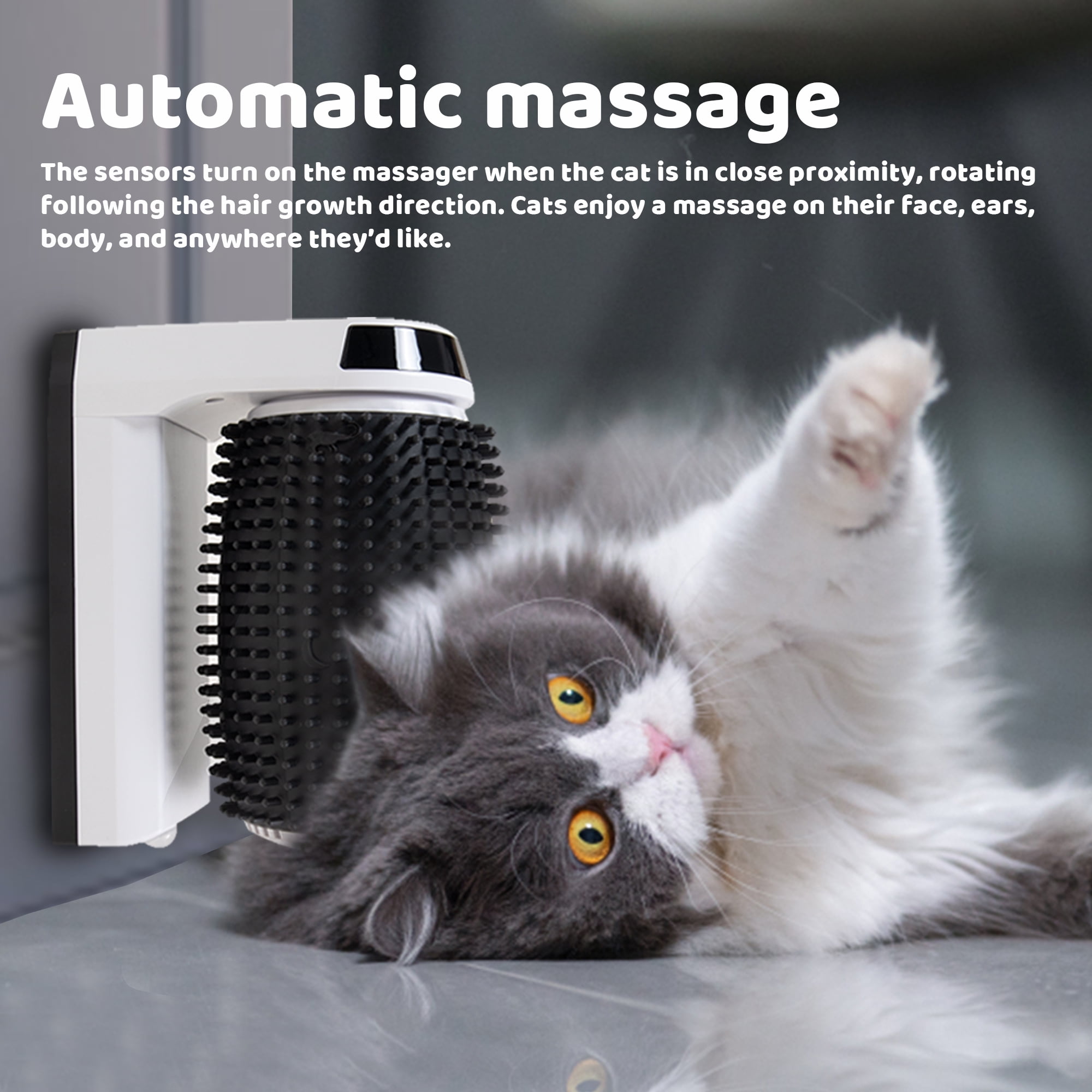 PAWSITIVE JOY Cat Grooming Supplies & Accessories: Complete Self Grooming Kit with Softer Scratcher, Rubbing Corner, Massager & Cat/dog brush, & Self-Cleaning Deshedding Brush - Cat Owner Must Haves!