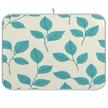 

Turquoise Leaf Dish Drying Mat Kitchen Mats Microfiber Counter Absorbent Dish Pad Drainer Rack