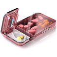 thumbnail image 1 of Boîte à Pilules avec Coupe-Médicaments - Boîte à Comprimés à 4 Compartiments avec Grande Capacité, Médicaments et Vitamines Sac de Transport pour Médicaments - Distributeur de Médicaments (Couleur: Rouge), 1 of 5