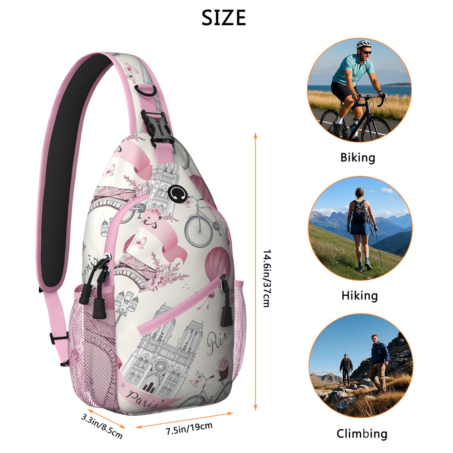Sling Bag Paris Travel Sling Bag Travel Bag Hiking Bag for Men Women
