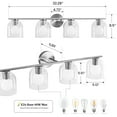thumbnail image 2 of Modern Bathroom Light Fixtures, 4 Light Vanity Lights Over Mirror, Brushed Nickel Wall Lamp with Clear Glass Shade for Living Room Cabinet Bedroom Porch, 2 of 8