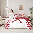 thumbnail image 4 of Erosebridal Red Dripping Baseball Stitch & Hitter Silhouette Graphic Bedding Comforter Set 7-Piece, Sport Graphic King Bedding Sets for Boys And Girls Kids,Super Cozy Room Decor, 4 of 6