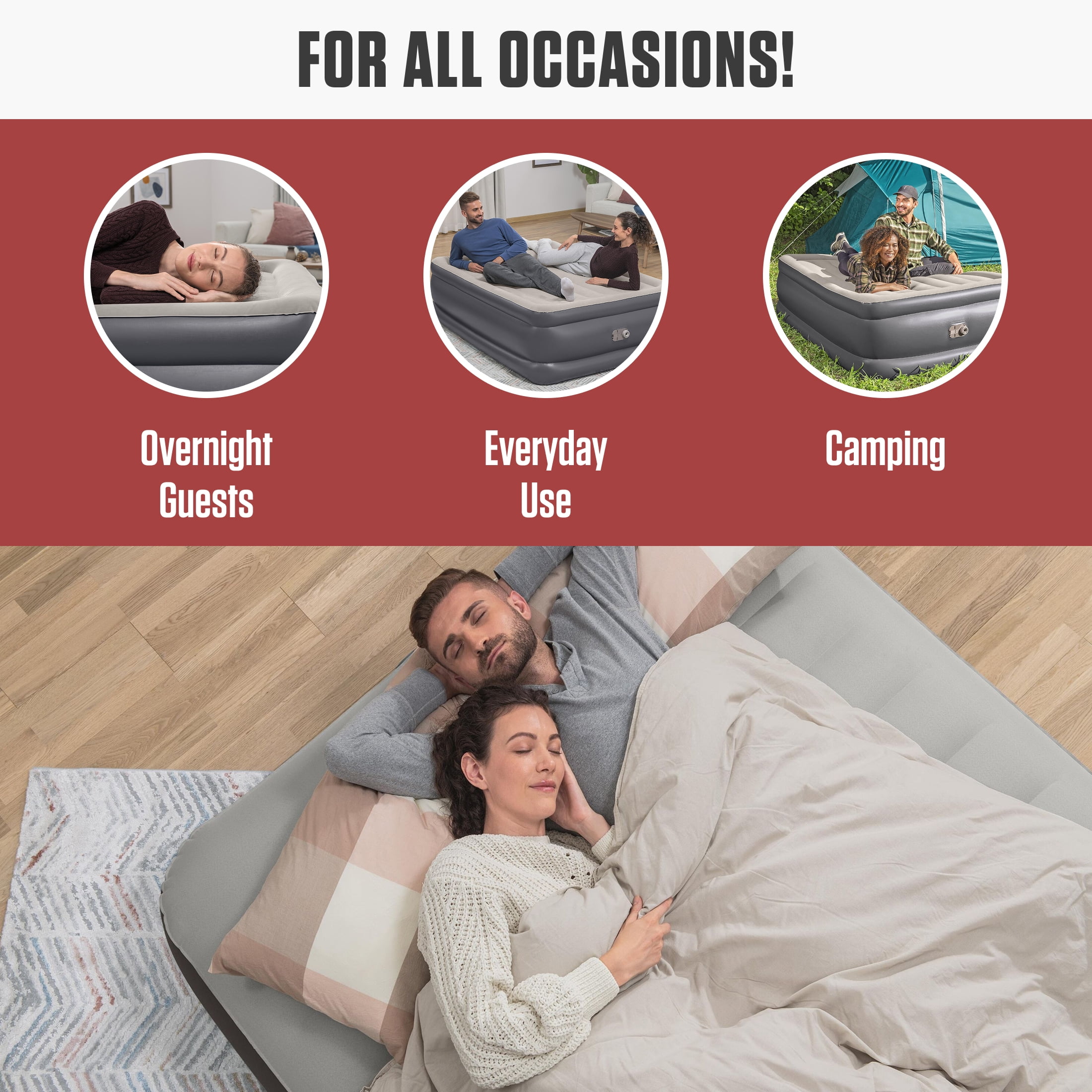 Coleman AlwayzAire Tough Guard Air Mattress Queen 14" with Rechargeable Dual Pump