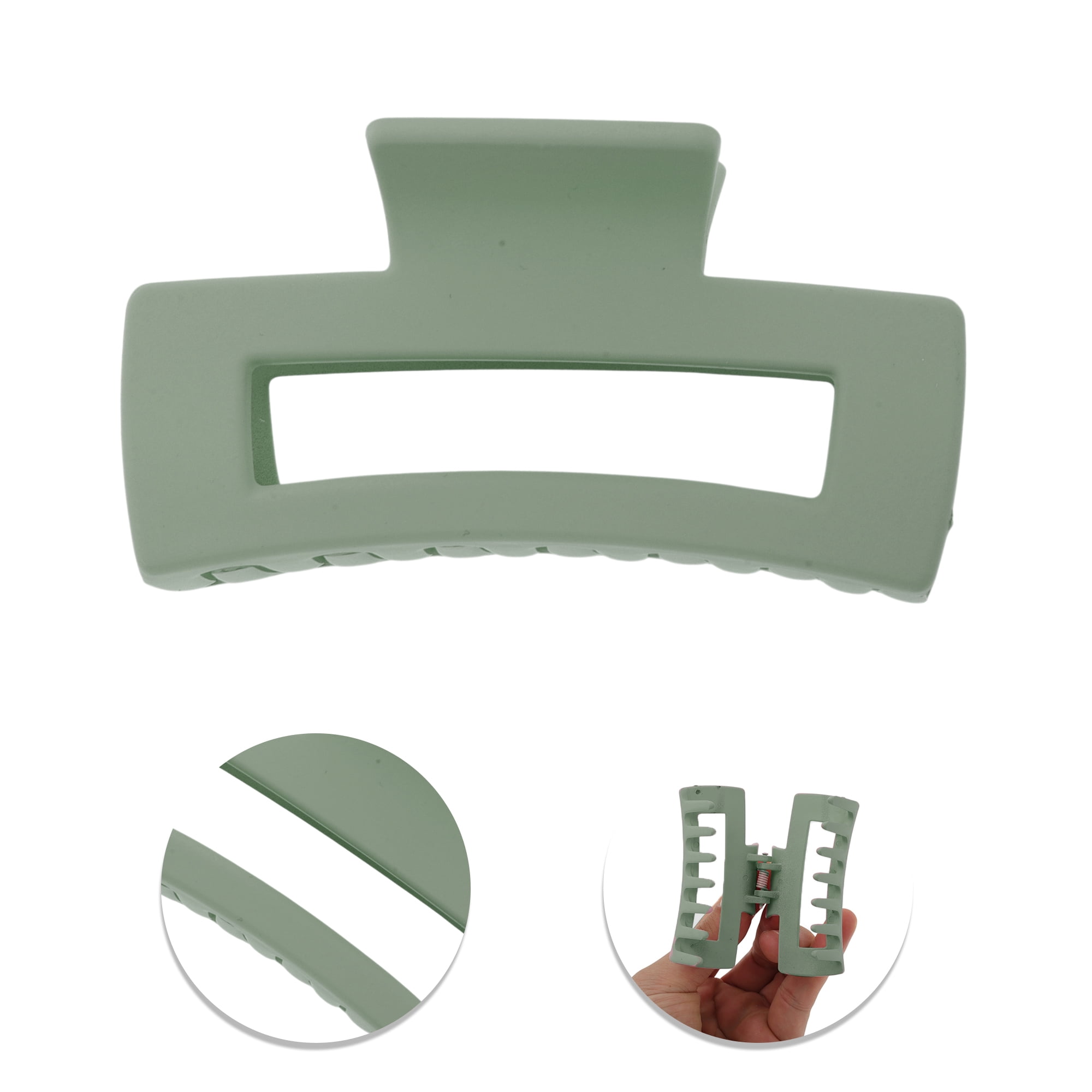 Unique Bargains Rectangle Frosted Hair Clips for Home and Everyday Styling Army Green