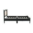 thumbnail image 6 of Noble House Queen Size Wooden Platform Bed with Natural Rattan Headboard,Wooden Slat Support,Black, 6 of 8