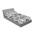 thumbnail image 2 of Ambesonne Tropical Fitted Sheet & Pillow Sham Set, Exotic Hibiscus Flower, Twin, Grey and White, 2 of 2