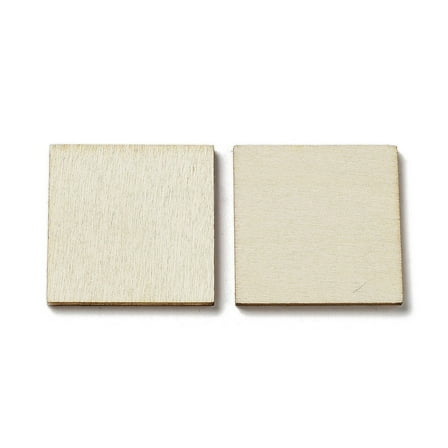 50 pc Unfinished Wood Square Slices Wood Cutouts for Painting Pyrography Blanched Almond 3x3x0.2cm Wood
