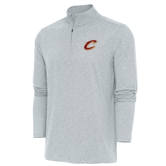 Men's Antigua Heather Gray Cleveland Cavaliers Hunk Quarter-Zip Pullover Top