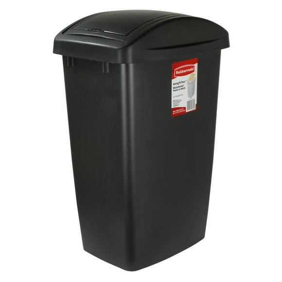 Rubbermaid Swing'N Toss Wastebasket, Black, 47 L
