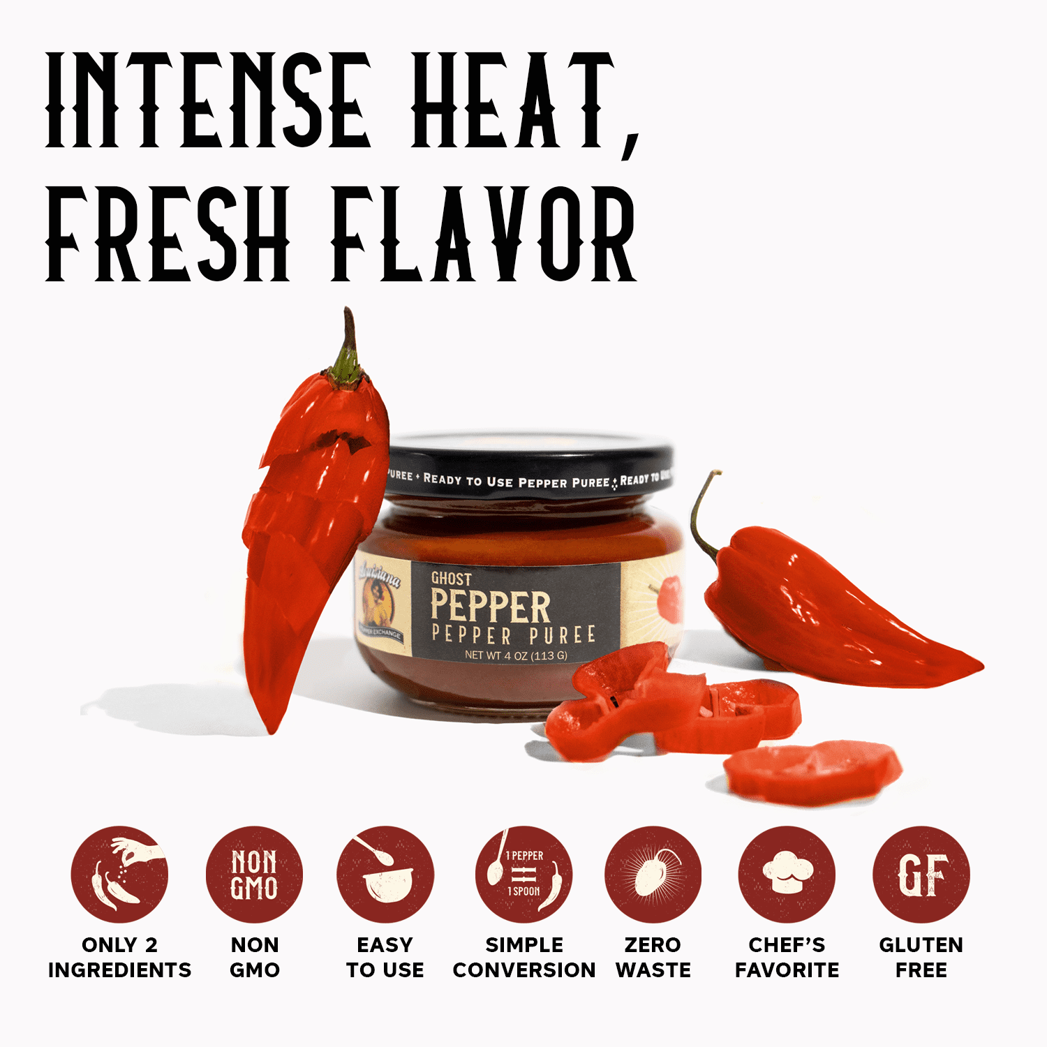 (2 pack) Louisiana Pepper Exchange 4oz Ghost Pepper Puree Sauce