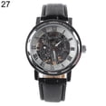thumbnail image 4 of Ayyufe Classic Men's Faux Leather Skeleton Hand-Wind Mechanical Sports Army Wrist Watch, 4 of 7