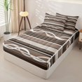 thumbnail image 2 of jejeloiu Earthy Striped Zipper Full Size Comforter Sets with Fitted Sheet and 2 Pillowcases,Neutral Print Zipper Bedding Set For Boys,Brown Beige,Light Gray Reversible,4 Pieces, 2 of 7