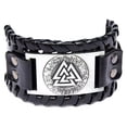 thumbnail image 4 of Pulsera de cuero hombre mujer, Brazalete Vikingo Guerrero Valknut, ajustable para Hombre Mujer Novio Pareja Enamorado. Amuleto Nórdico MADIOLA Vikingo Valknut, 4 of 6
