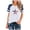 Sky Blue, variant on Womens Summer Tops T Shirts Raglan Baseball Round Neck Slim Patch Print Blouse Tees