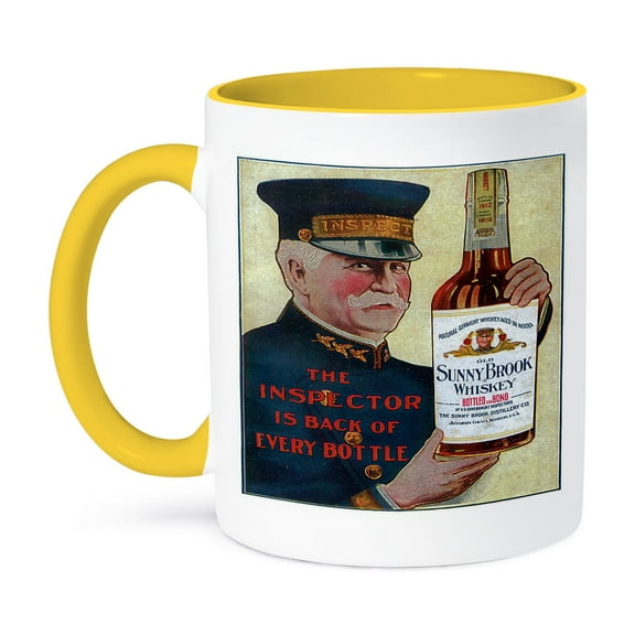 3dRose, Vintage Sunnybrook Whiskey Advertising Poster, 11oz Two-Tone Yellow Mug