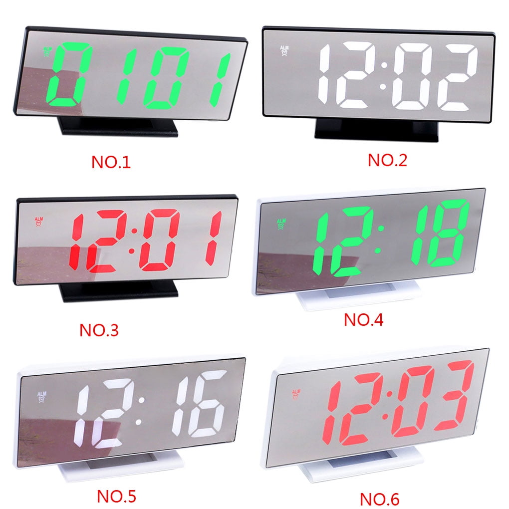 Multifunctional Digital Electronic Table Clock Mirror LED Alarm Clock  Display 