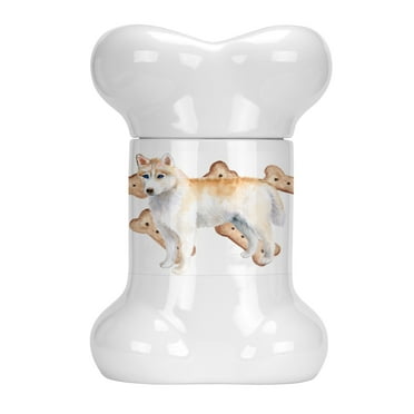 Carolines Treasures CK2235BSTJ Siberian Husky Bone Shaped Treat Jar  multicolor