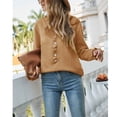 thumbnail image 2 of Suéter de mujer Otoño Invierno botón borde fibroso diseño cuello pico suelto cómodo piel amigable suéter de punto, 2 of 7