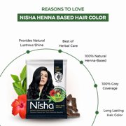 Nisha Pack Of 10 Permanent Black Henna Hair Dye, 100% Grey Coverage, Natural Black, 0.35 oz Each Pack