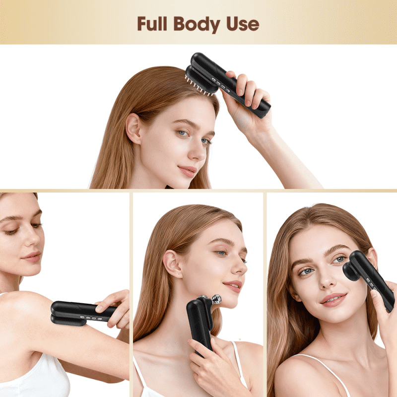 4-in-1 Electric Scalp Massager & Facial Massager – Upgraded Electric Hair Massage Brush with 3 Vibration Modes & Red Light for Face Scalp Body Use Home Travel Relaxation, Gifts for Women