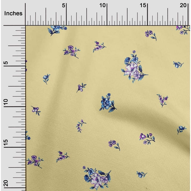 oneOone Polyester Lycra Fabric Leaves & Flower Floral Decor Fabric Printed BTY 56 Inch Wide
