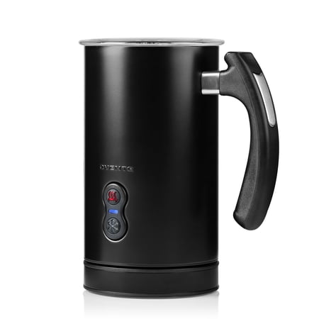 OVENTE Electric Milk Frother and Steamer, Automatic Hot and Cold Foam Maker for Coffee, Latte, Cappuccino or Macchiato, 500W Double-Wall Stainless Steel Milk Warmer with Auto Shutoff, Black FR3608B