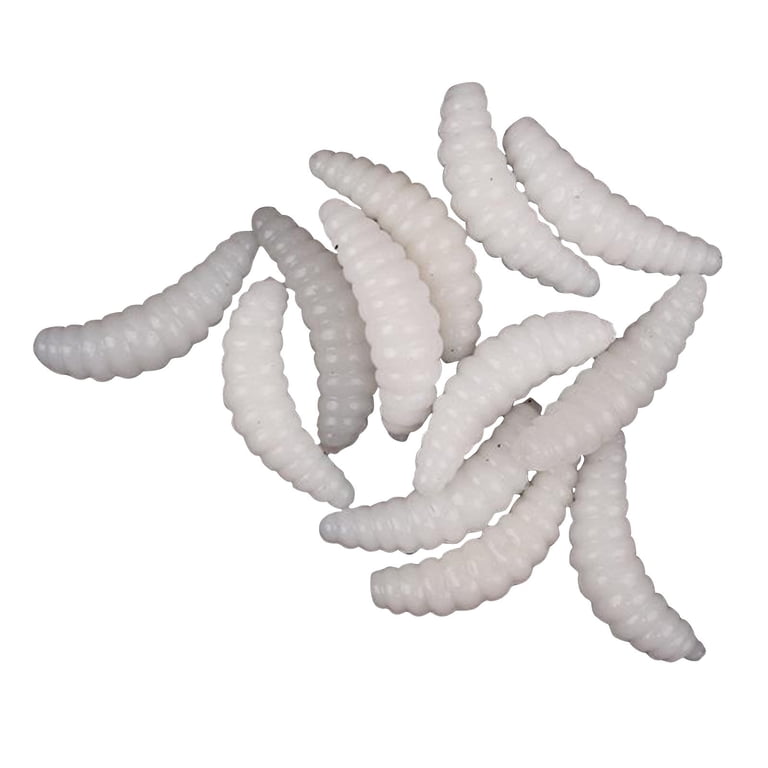 fake worm or lure fishing CustomyLife 150Pcs Worms for Fishing, Bass Soft Maggots Baits Bread Realistic Lure, Plastic False Wax Worm for Freshwater Ice seductive action 100 Pcs Soft Silicone Maggot